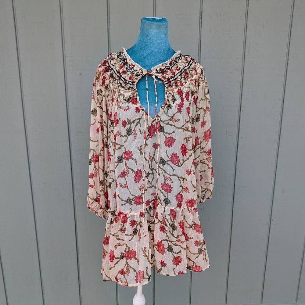 NWT Free People Keeping Up With Kara Long Sleeved Tunic Ivory Combo. XS